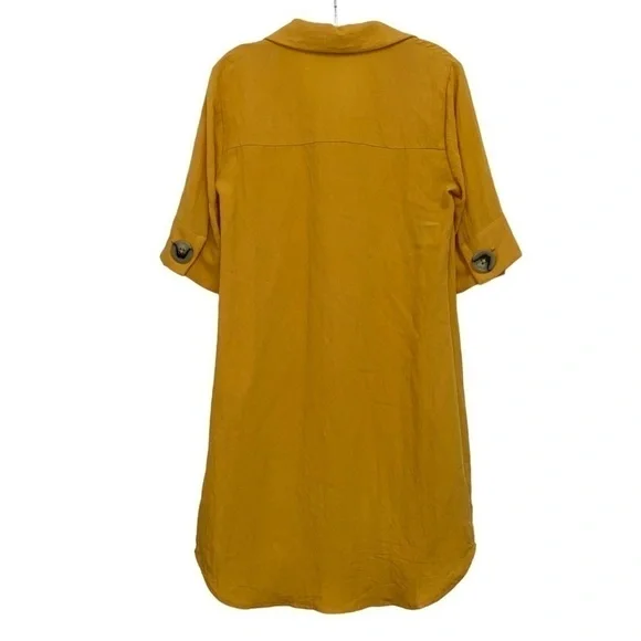 Lily Black Mustard Tunic Blouse Dress Oversized Buttons Women’s Size Small - Picture 12 of 13